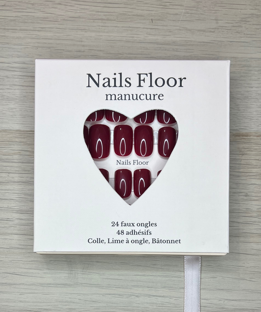 Kit de faux ongles réutilisables, carré rouge